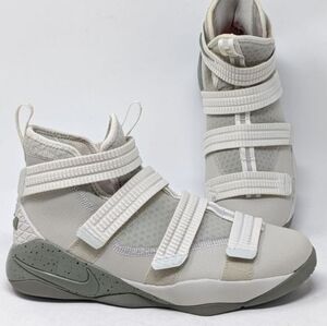 NIKE LEBRON JAMES Grey& Tan Velcro Hightop Your Little Baller SOLDIER XL 5.5